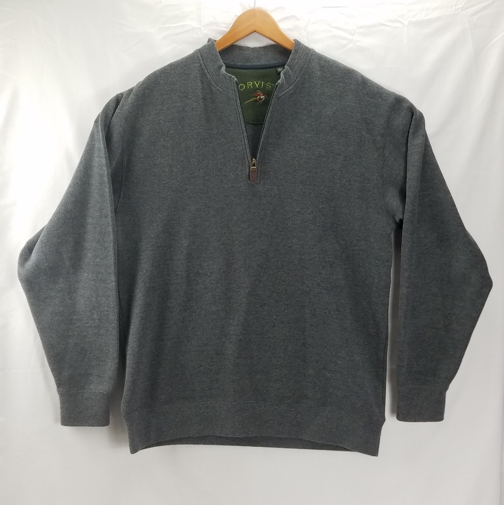 Orvis Men's L 1/4 Zip Heavy Soft Cotton Sweater